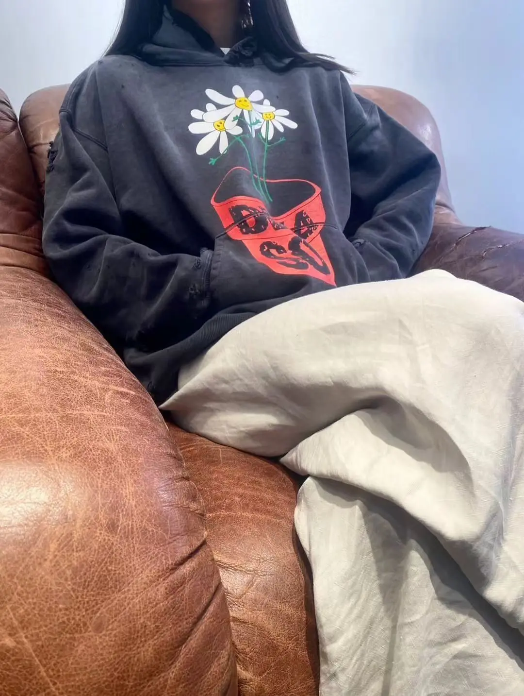 SMX6 Streetwear Sweatshirts Tops Hip Hop Make Old Damaged Hoody De La Soul Is Dead Printing Washing Hoodie for Men Clothing