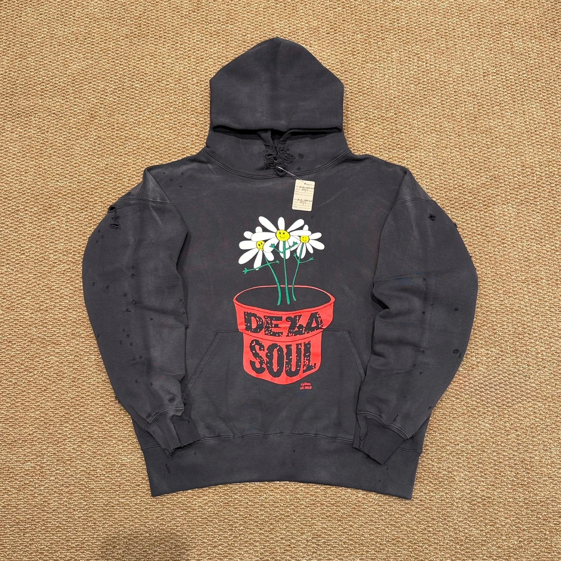 SMX6 Streetwear Sweatshirts Tops Hip Hop Make Old Damaged Hoody De La Soul Is Dead Printing Washing Hoodie for Men Clothing