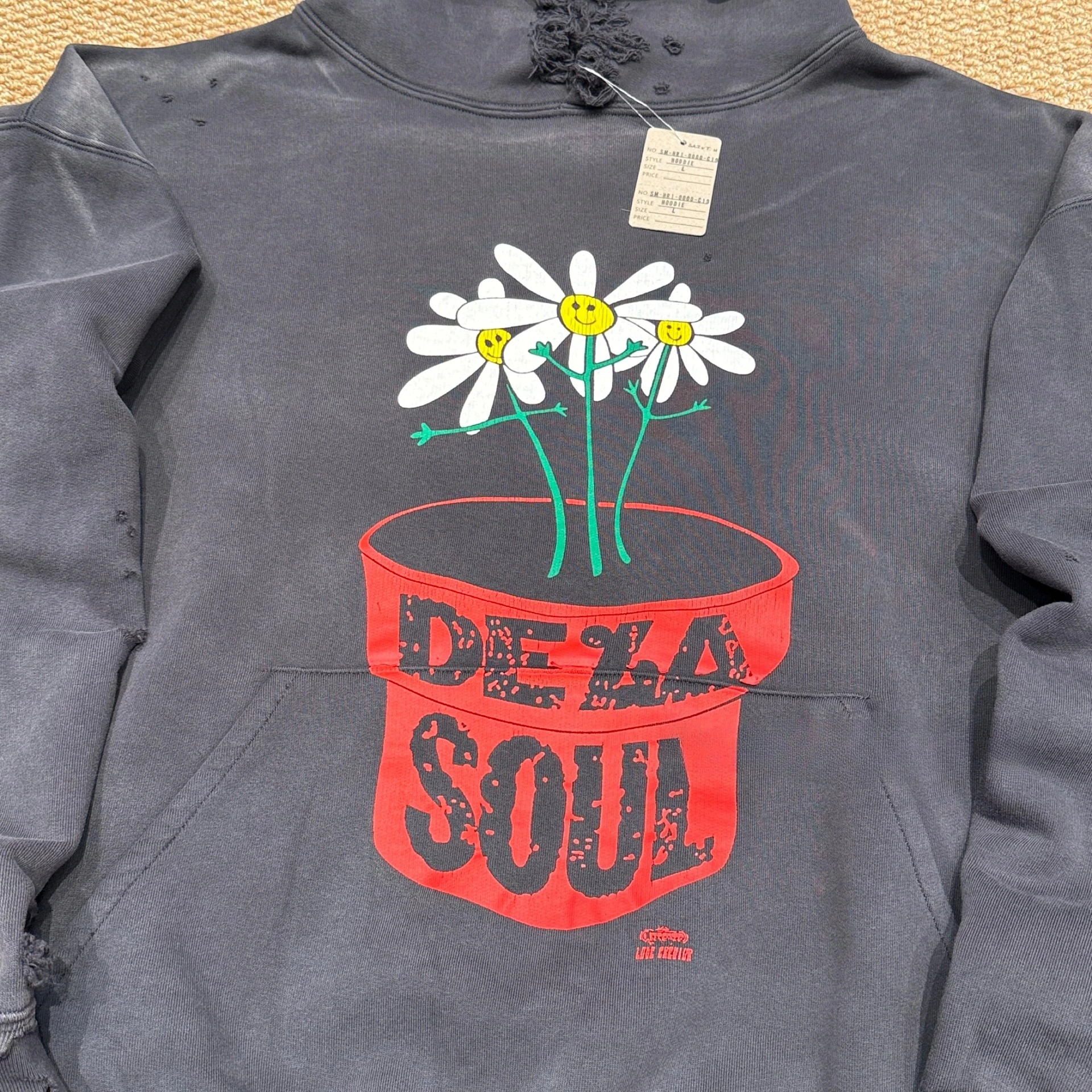 SMX6 Streetwear Sweatshirts Tops Hip Hop Make Old Damaged Hoody De La Soul Is Dead Printing Washing Hoodie for Men Clothing