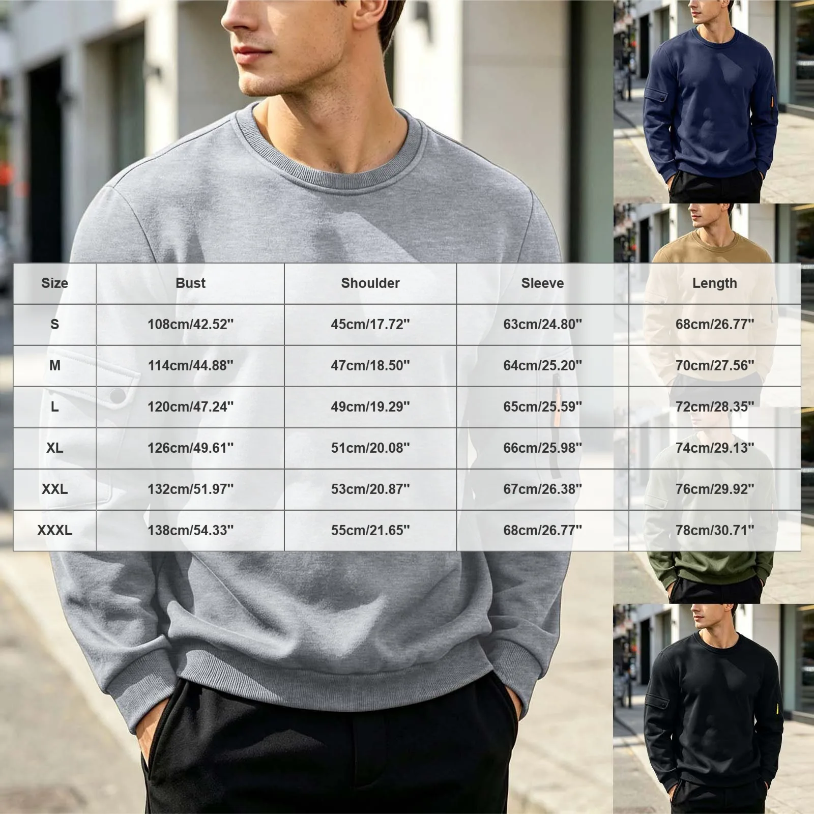 Men's Hoodies Without Hoods Thin Fleece Stylish Simple Basic Solid Color Pullover Mens Casual Sweatshirt Long Sleeve