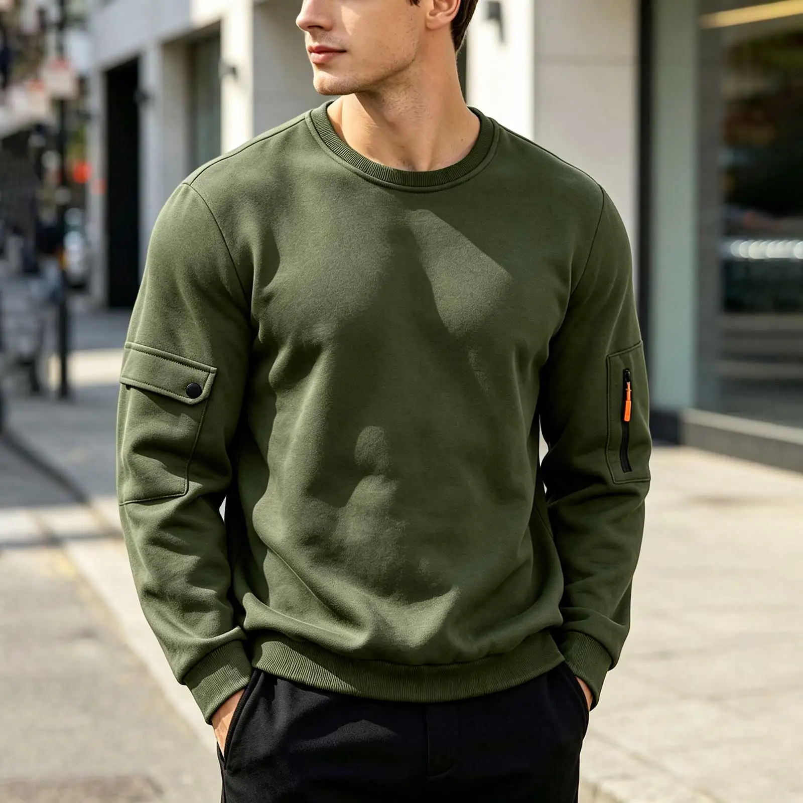 Men's Hoodies Without Hoods Thin Fleece Stylish Simple Basic Solid Color Pullover Mens Casual Sweatshirt Long Sleeve