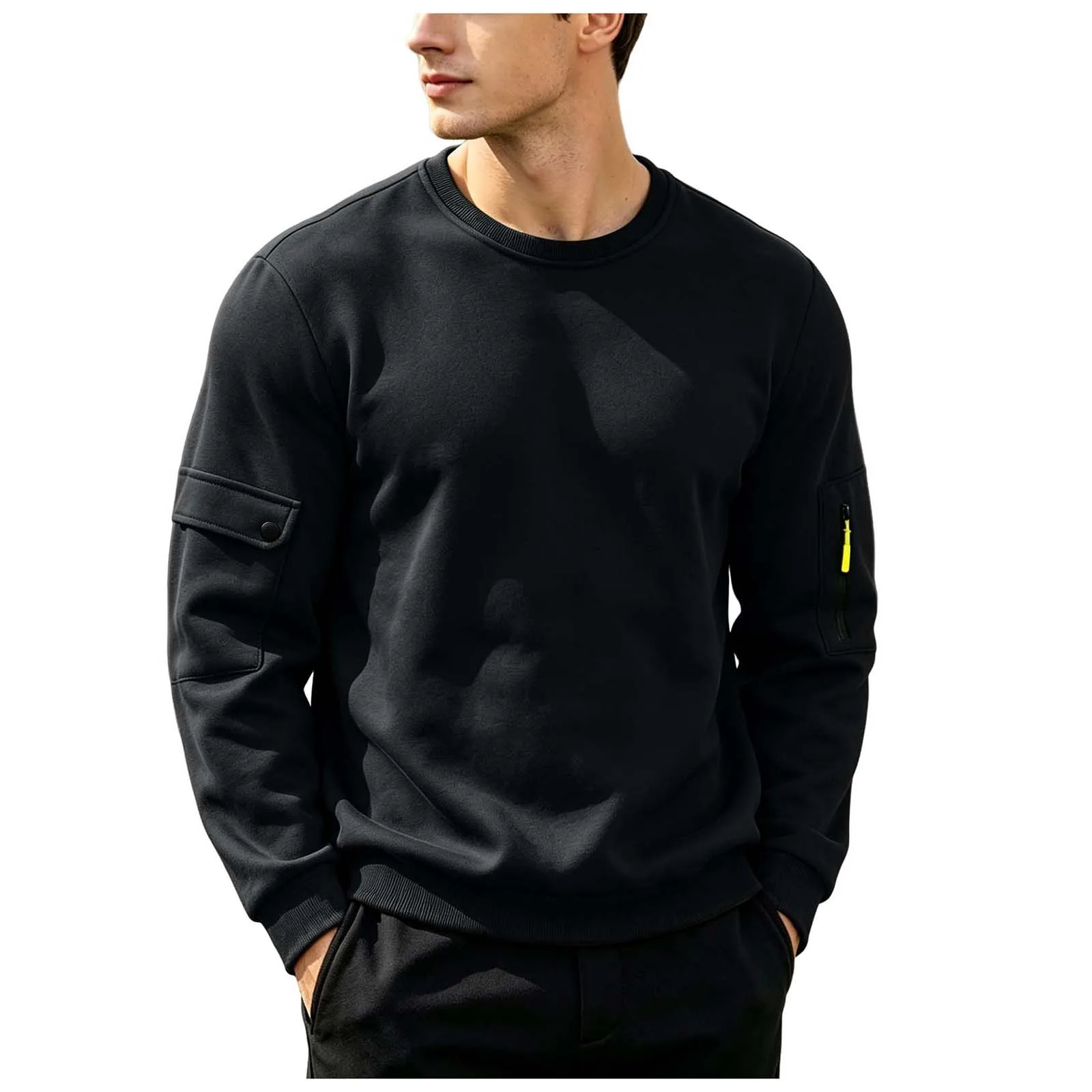 Men's Hoodies Without Hoods Thin Fleece Stylish Simple Basic Solid Color Pullover Mens Casual Sweatshirt Long Sleeve