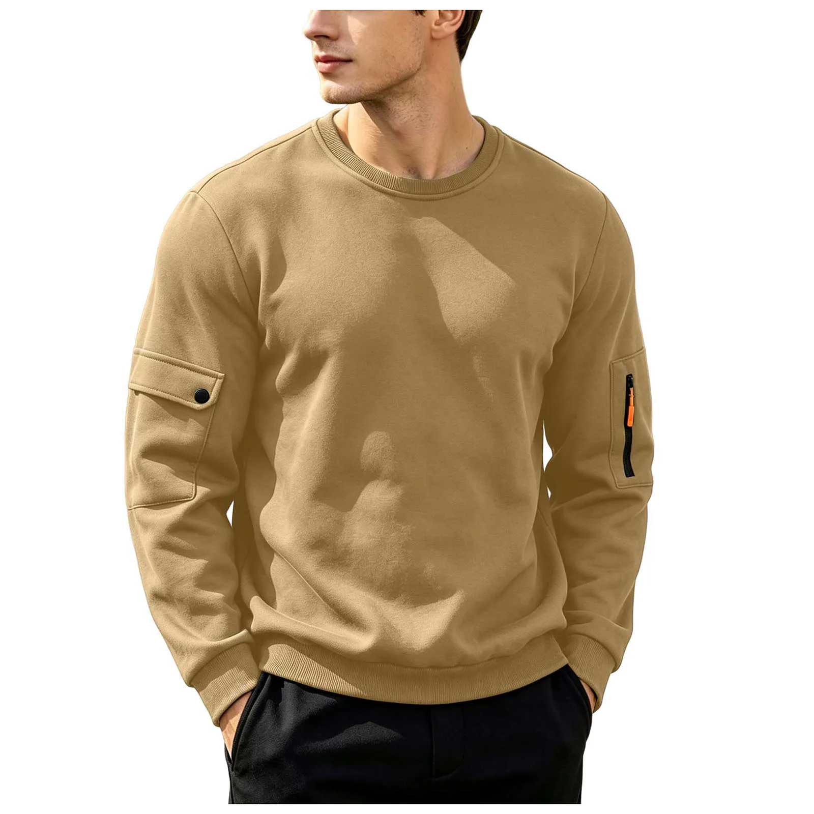 Men's Hoodies Without Hoods Thin Fleece Stylish Simple Basic Solid Color Pullover Mens Casual Sweatshirt Long Sleeve