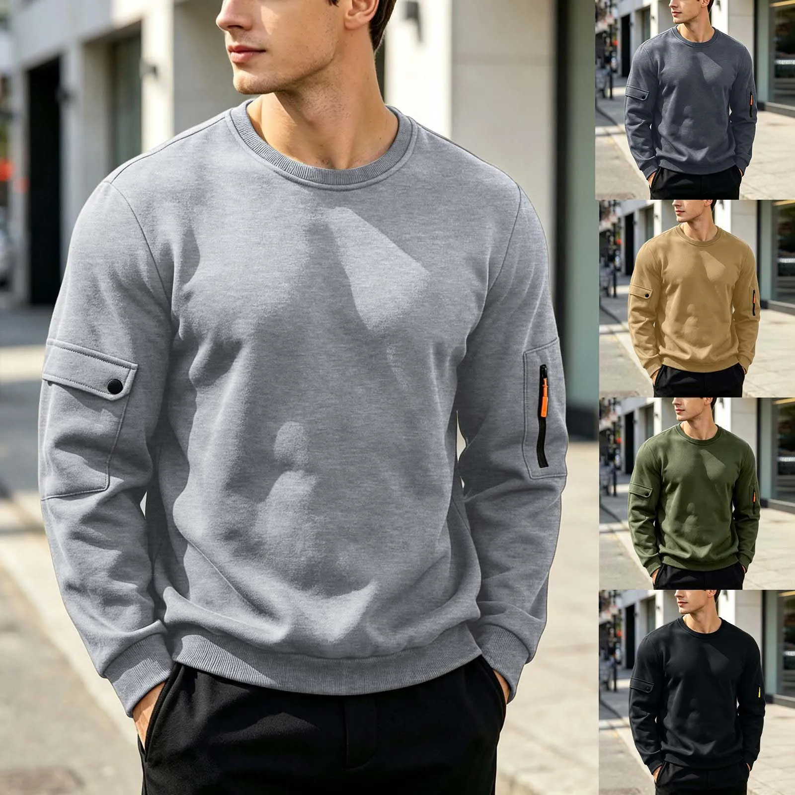 Men's Hoodies Without Hoods Thin Fleece Stylish Simple Basic Solid Color Pullover Mens Casual Sweatshirt Long Sleeve
