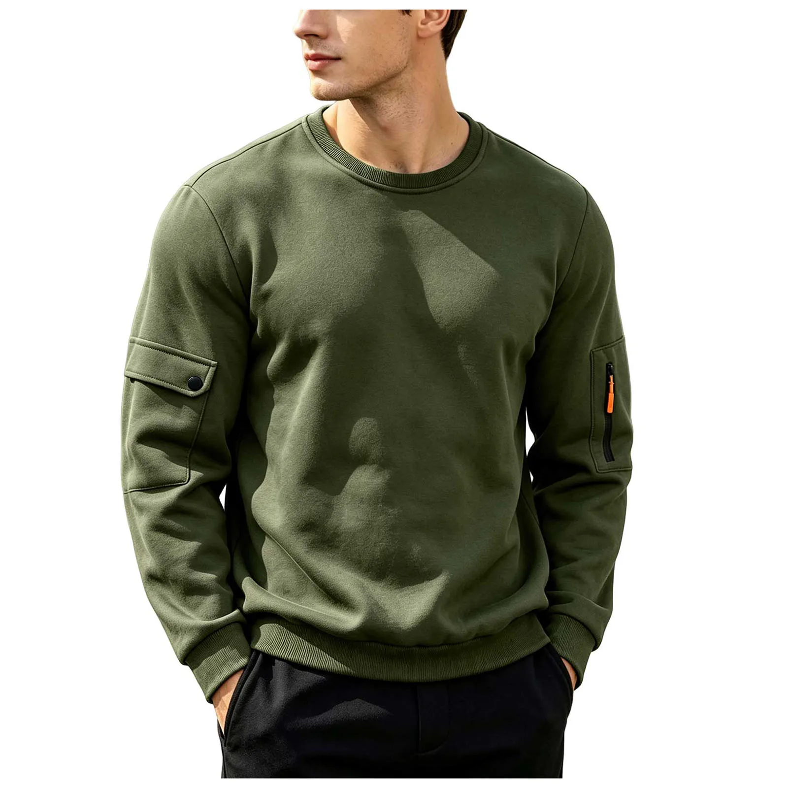 Men's Hoodies Without Hoods Thin Fleece Stylish Simple Basic Solid Color Pullover Mens Casual Sweatshirt Long Sleeve