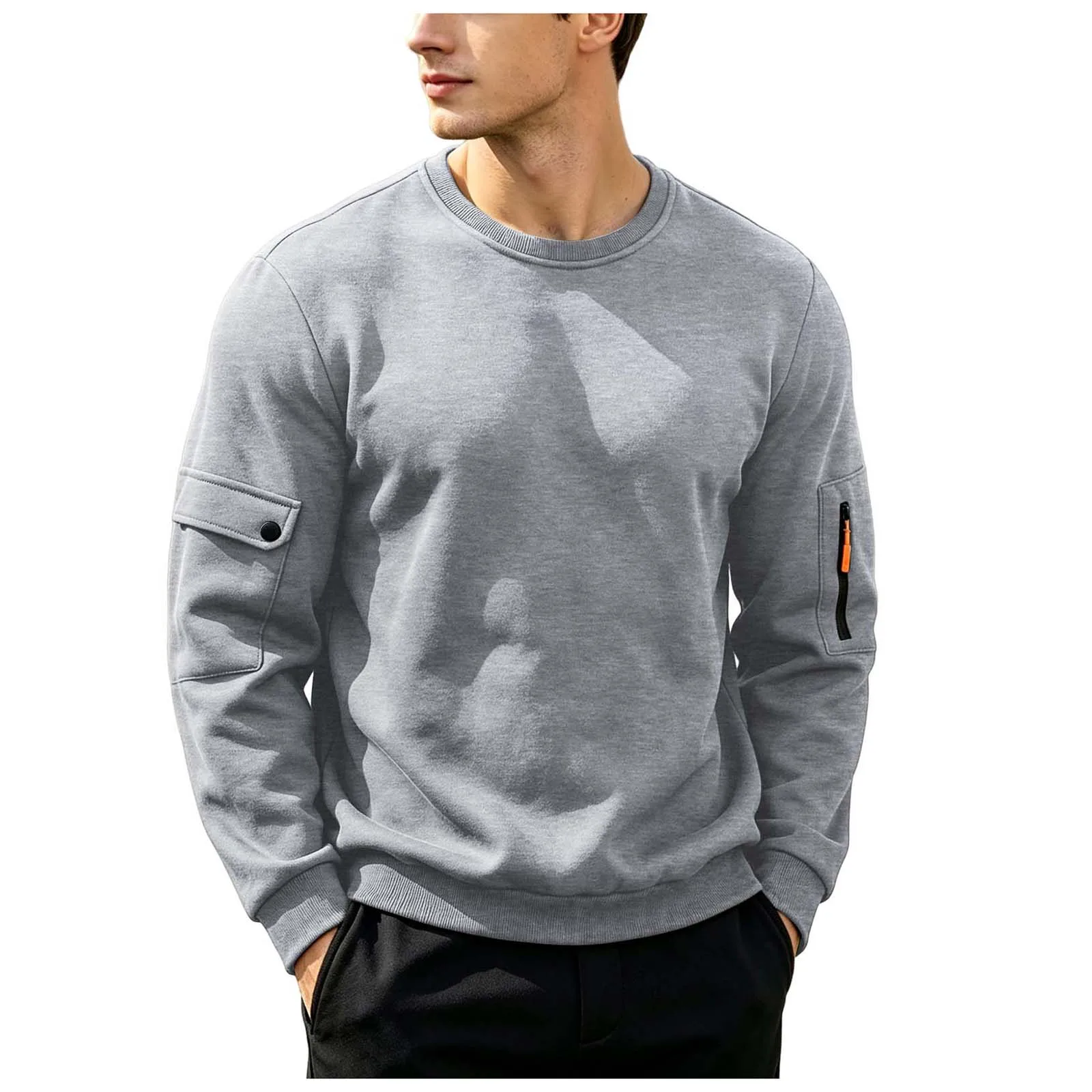 Men's Hoodies Without Hoods Thin Fleece Stylish Simple Basic Solid Color Pullover Mens Casual Sweatshirt Long Sleeve