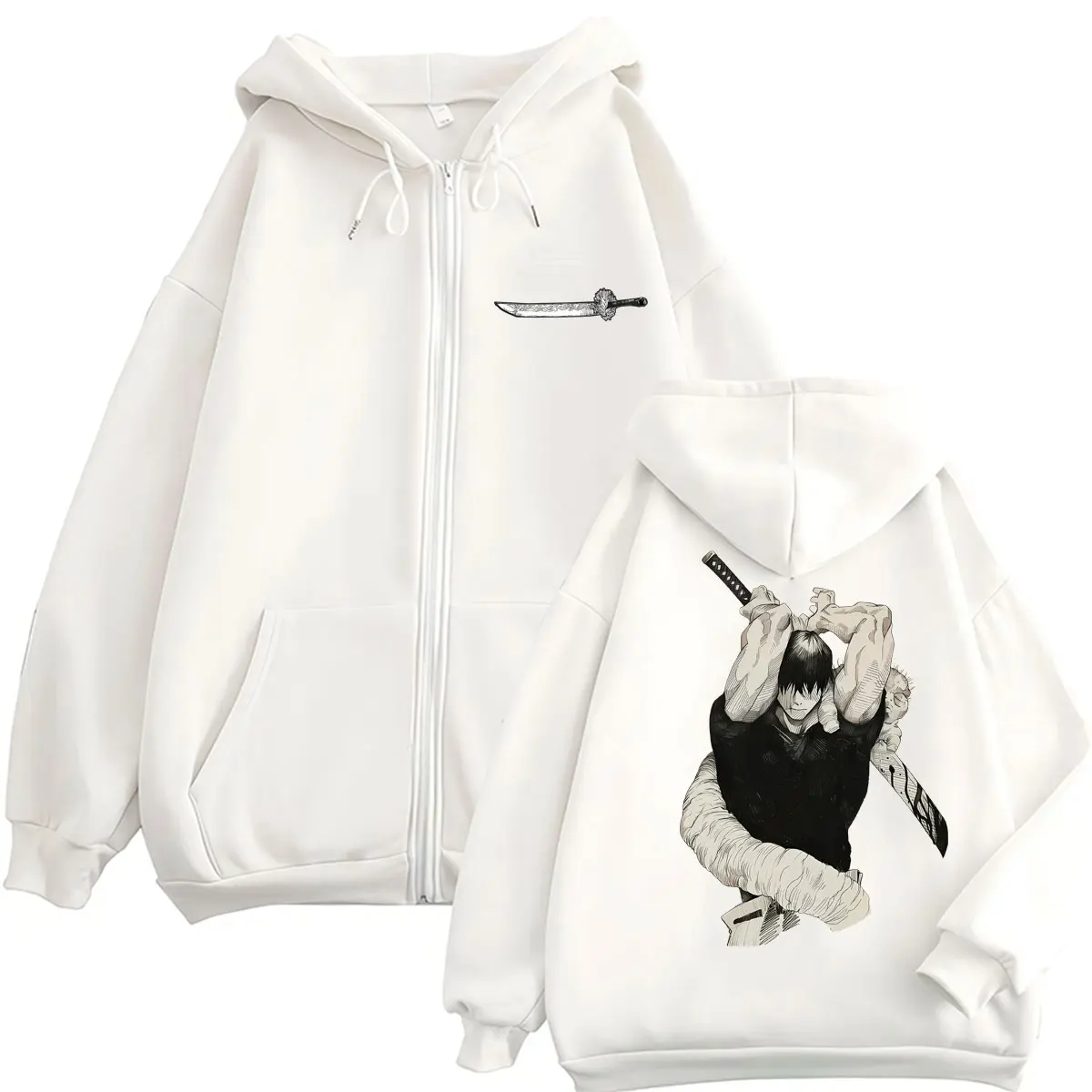 Japan Anime Jujutsu Kaisen Fushiguro Toji Zipper Hoodies Men Women Vintage Manga Hoody Tracksuit Fleece Loose Coats Streetwear