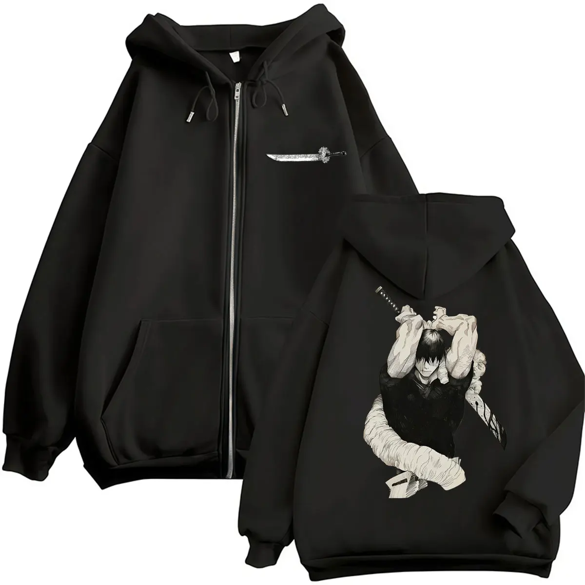 Japan Anime Jujutsu Kaisen Fushiguro Toji Zipper Hoodies Men Women Vintage Manga Hoody Tracksuit Fleece Loose Coats Streetwear