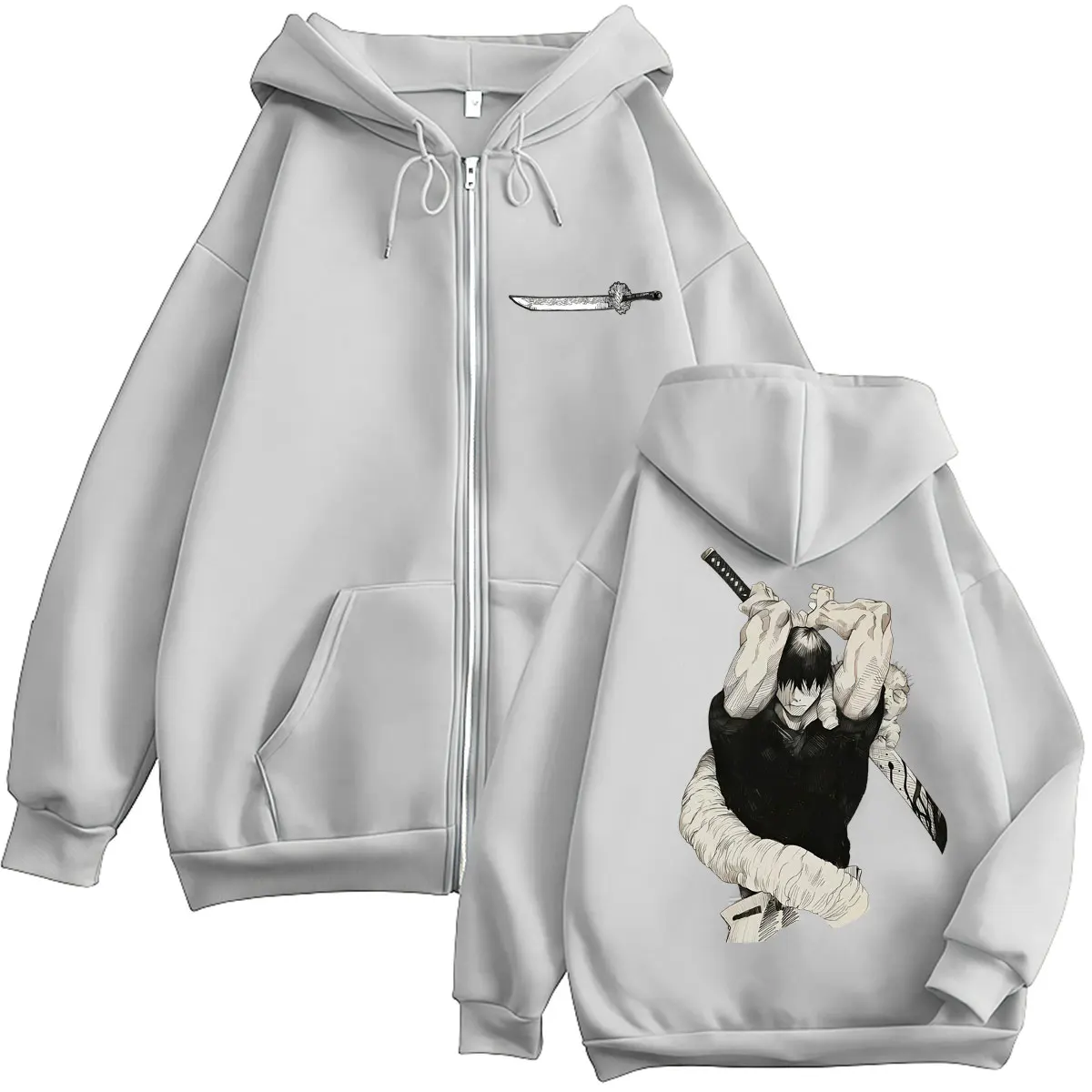 Japan Anime Jujutsu Kaisen Fushiguro Toji Zipper Hoodies Men Women Vintage Manga Hoody Tracksuit Fleece Loose Coats Streetwear