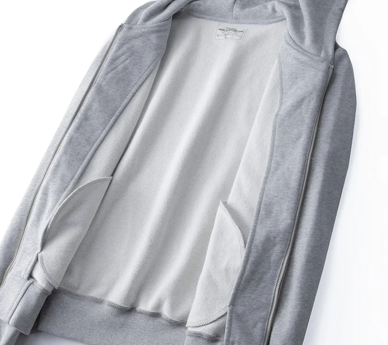 500GSM Heavyweight Terry Zip Up Hoodie for Men Solid Color Loose Oversized Casual Trendy Comfort Layering Full Zip Sweatshirt
