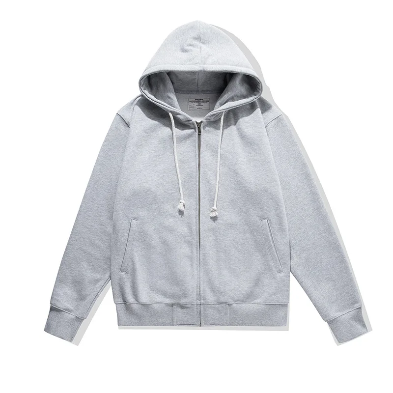 500GSM Heavyweight Terry Zip Up Hoodie for Men Solid Color Loose Oversized Casual Trendy Comfort Layering Full Zip Sweatshirt