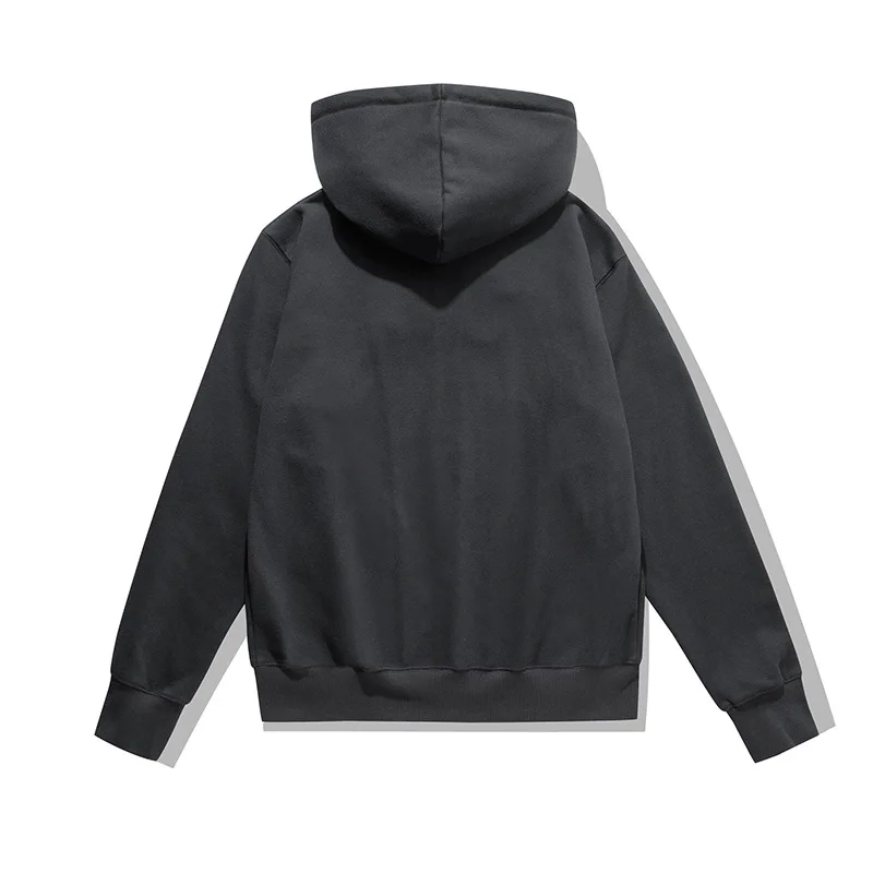 500GSM Heavyweight Terry Zip Up Hoodie for Men Solid Color Loose Oversized Casual Trendy Comfort Layering Full Zip Sweatshirt