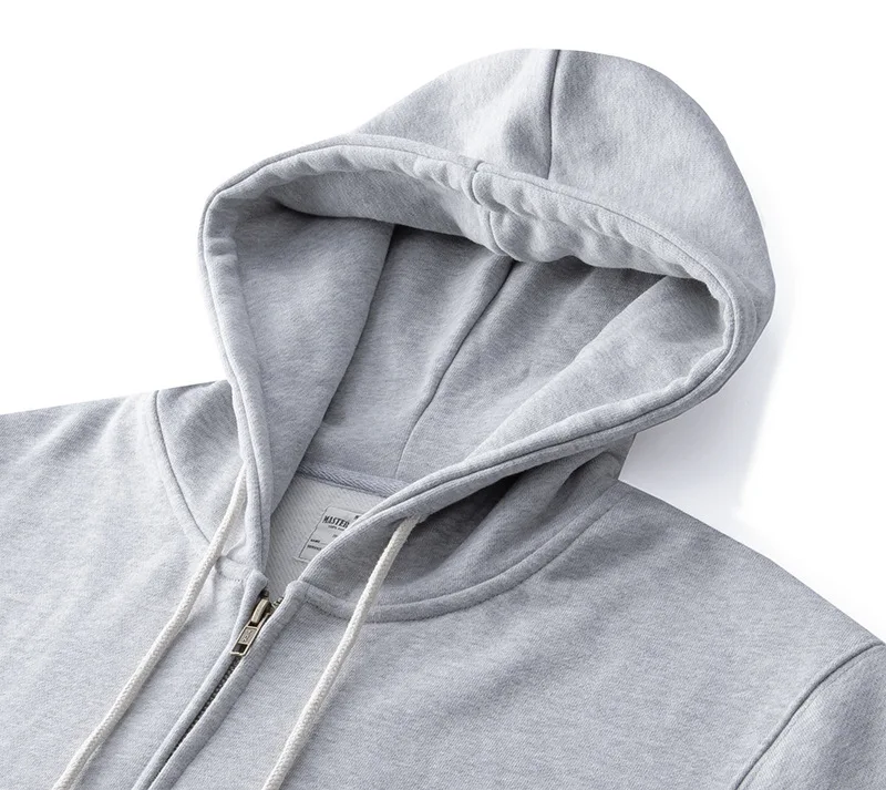 500GSM Heavyweight Terry Zip Up Hoodie for Men Solid Color Loose Oversized Casual Trendy Comfort Layering Full Zip Sweatshirt