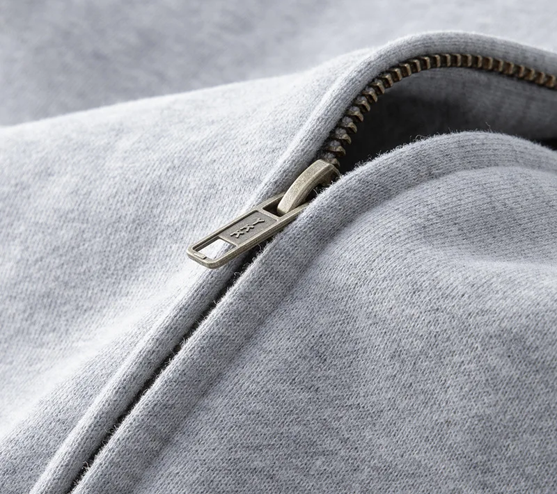 500GSM Heavyweight Terry Zip Up Hoodie for Men Solid Color Loose Oversized Casual Trendy Comfort Layering Full Zip Sweatshirt