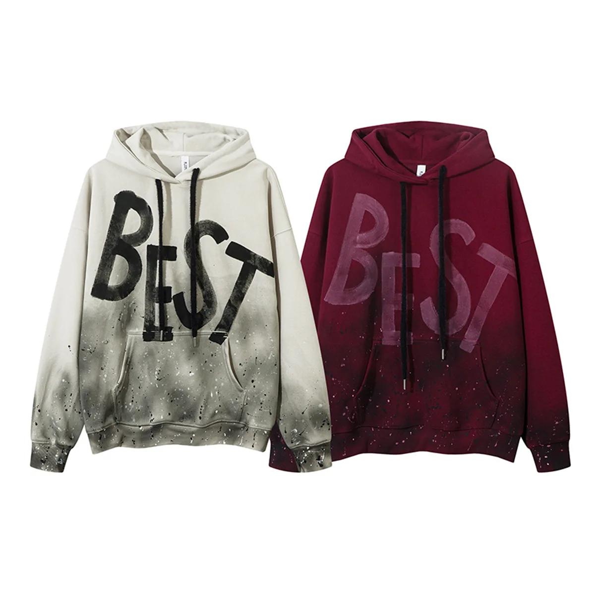 PFNW High Street Fashion Dirty Stained Graffiti Hoodie Men's Hooded Long Sleeve Loose Pullover Top 2026 New Tide 28L3413