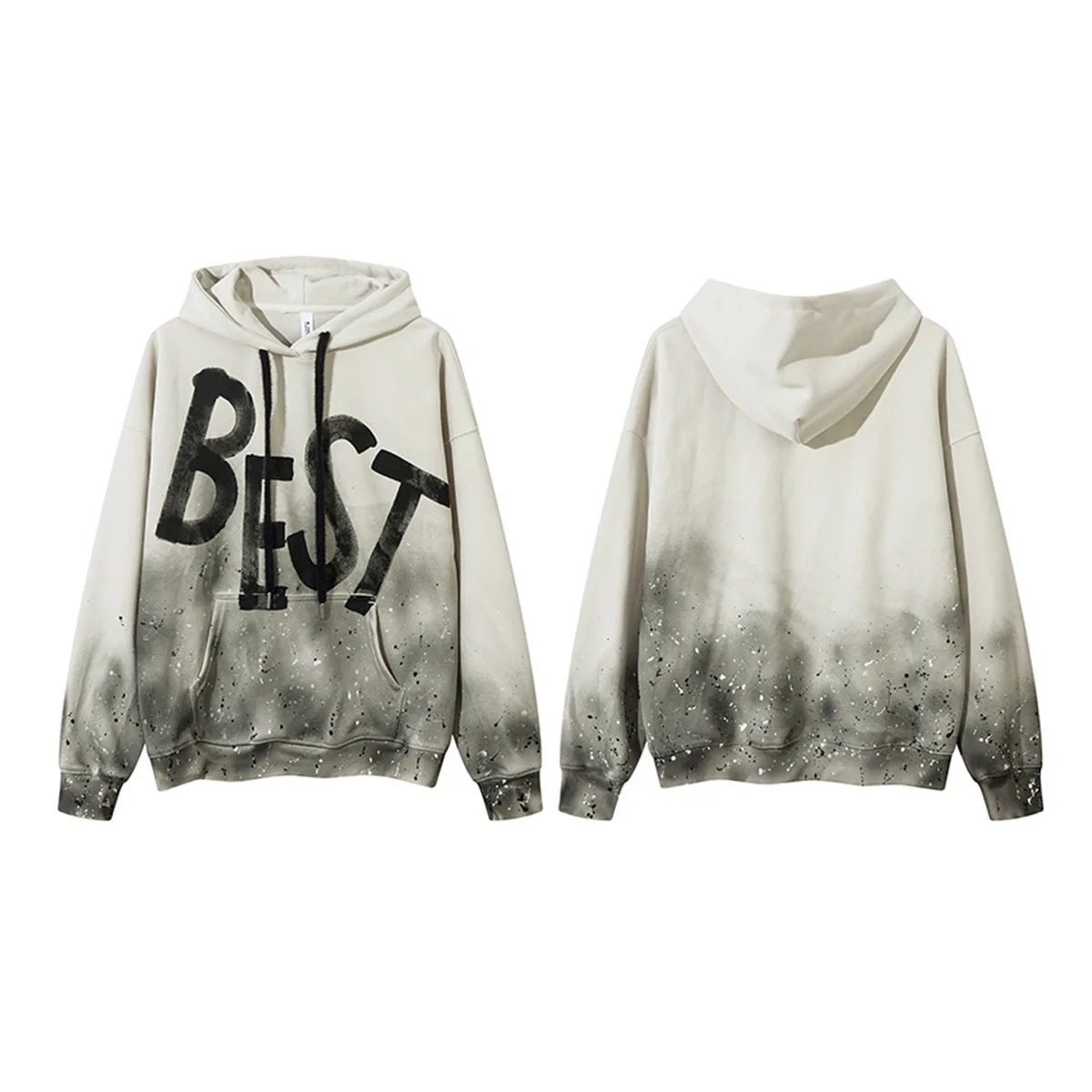 PFNW High Street Fashion Dirty Stained Graffiti Hoodie Men's Hooded Long Sleeve Loose Pullover Top 2026 New Tide 28L3413
