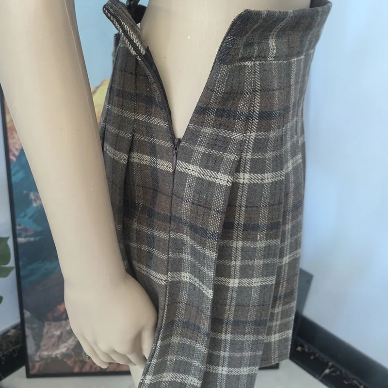 Preppy Style Plaid Pleated Skirt Women Fall Winter High Waist Woolen Mini Skirt Japanese School Uniforms Kawaii Y2K Jk Skirts