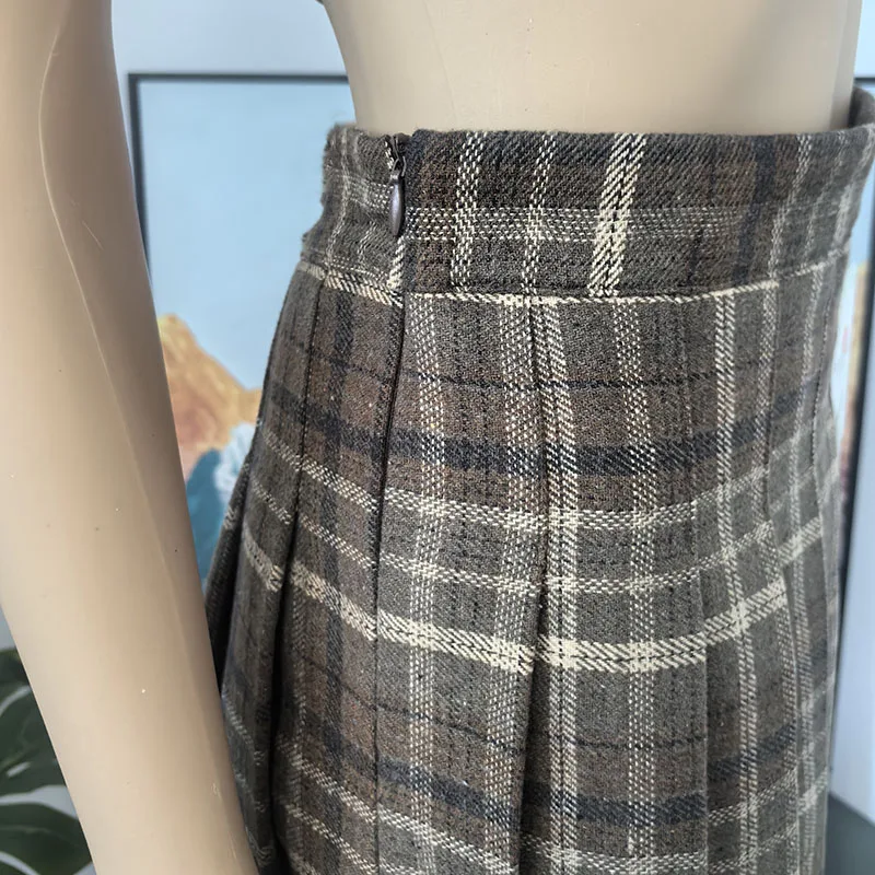 Preppy Style Plaid Pleated Skirt Women Fall Winter High Waist Woolen Mini Skirt Japanese School Uniforms Kawaii Y2K Jk Skirts
