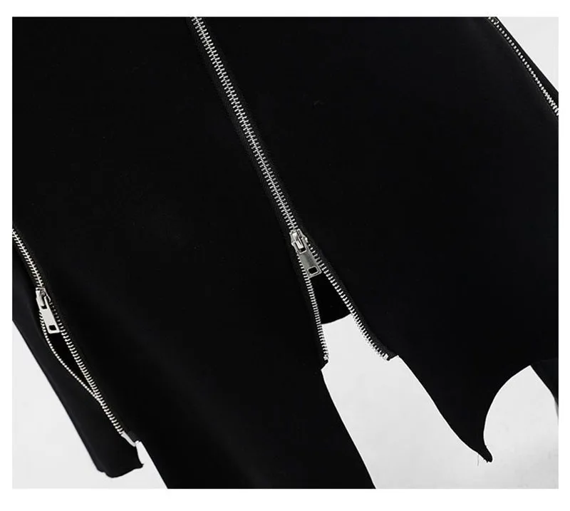 Women High Waist Skirts Harajuku Punk Style Irregular Zipper Skirt Pants for Women Gothic Black Hip Hop Skirts Female Streetwear