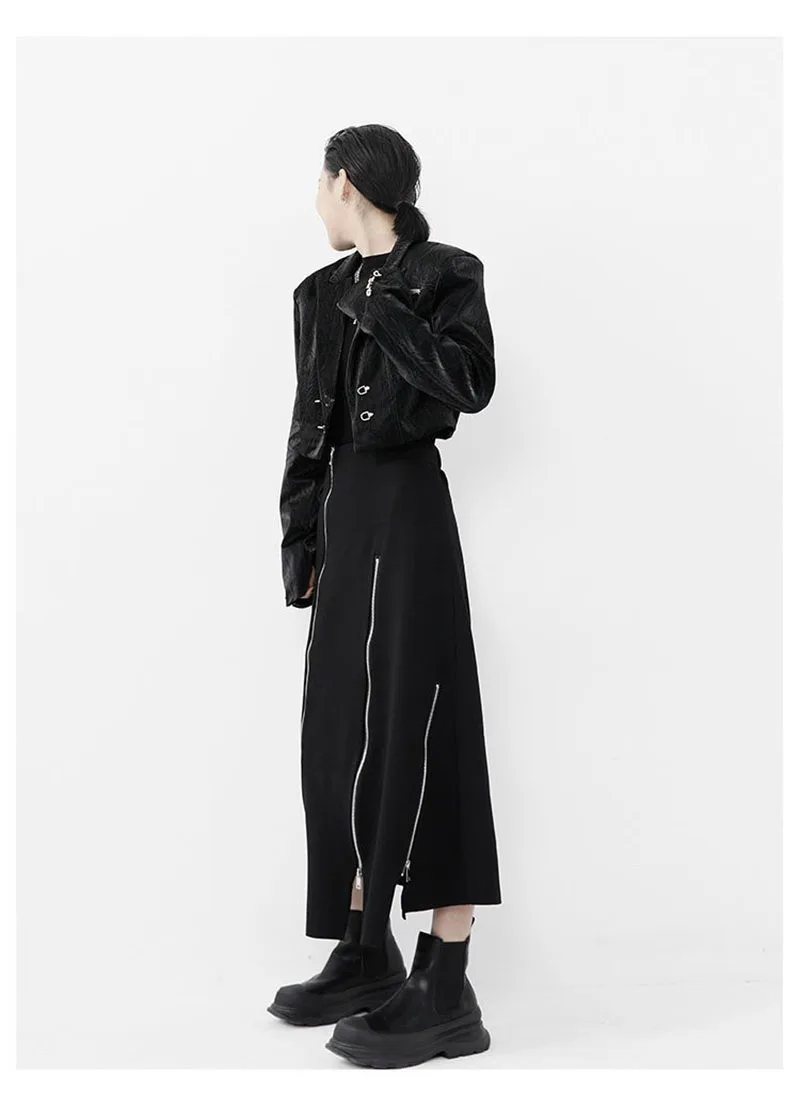 Women High Waist Skirts Harajuku Punk Style Irregular Zipper Skirt Pants for Women Gothic Black Hip Hop Skirts Female Streetwear