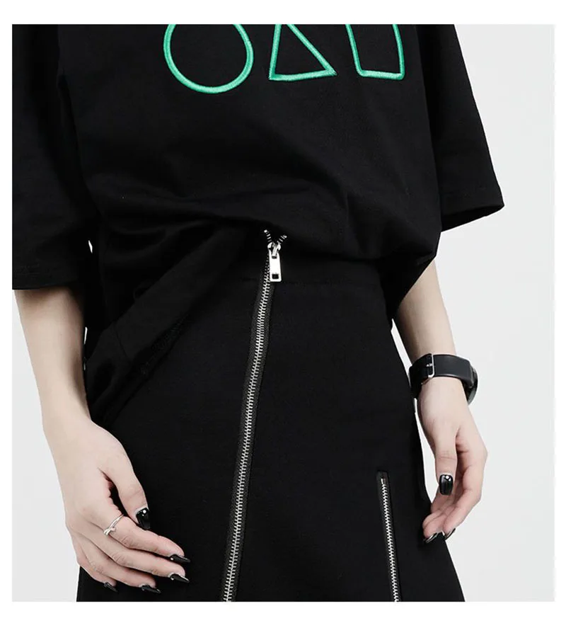 Women High Waist Skirts Harajuku Punk Style Irregular Zipper Skirt Pants for Women Gothic Black Hip Hop Skirts Female Streetwear