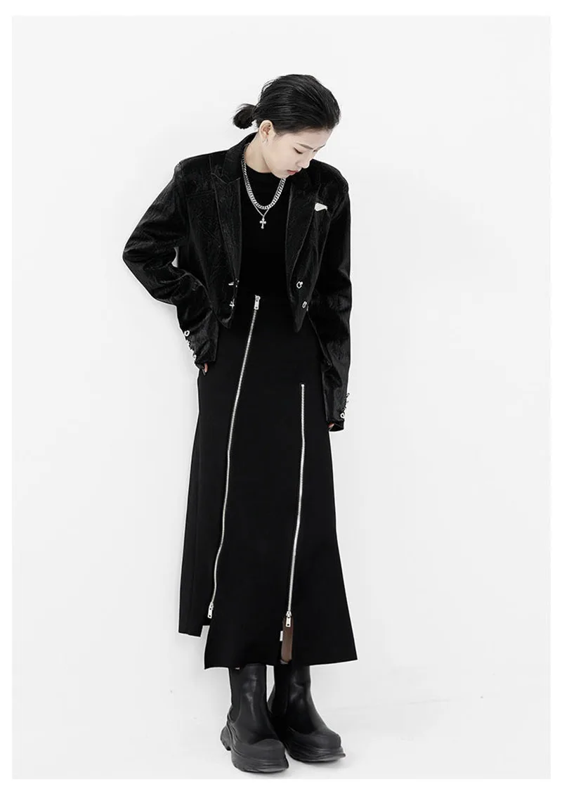 Women High Waist Skirts Harajuku Punk Style Irregular Zipper Skirt Pants for Women Gothic Black Hip Hop Skirts Female Streetwear