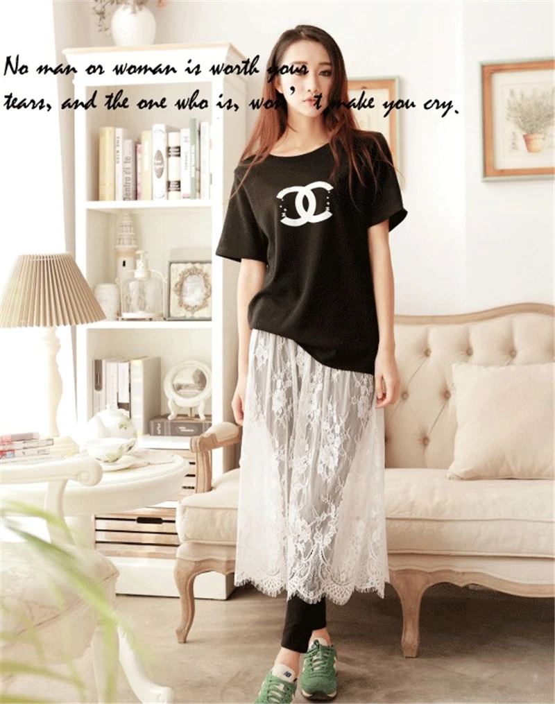 2023 New Fashion Summer Slips Women Casual Lace Transparent Midi Long Skirts Ladies Basic Skirt petticoat Underskirt
