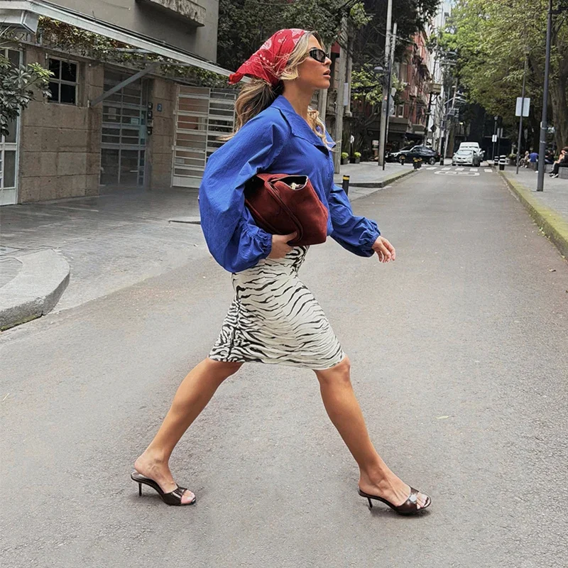 Zebra Striped Printing Midi Skirts Women High Waist Straight Skirt Female 2026 Autumn New Chic Fashion Casual Street Lady Outfit