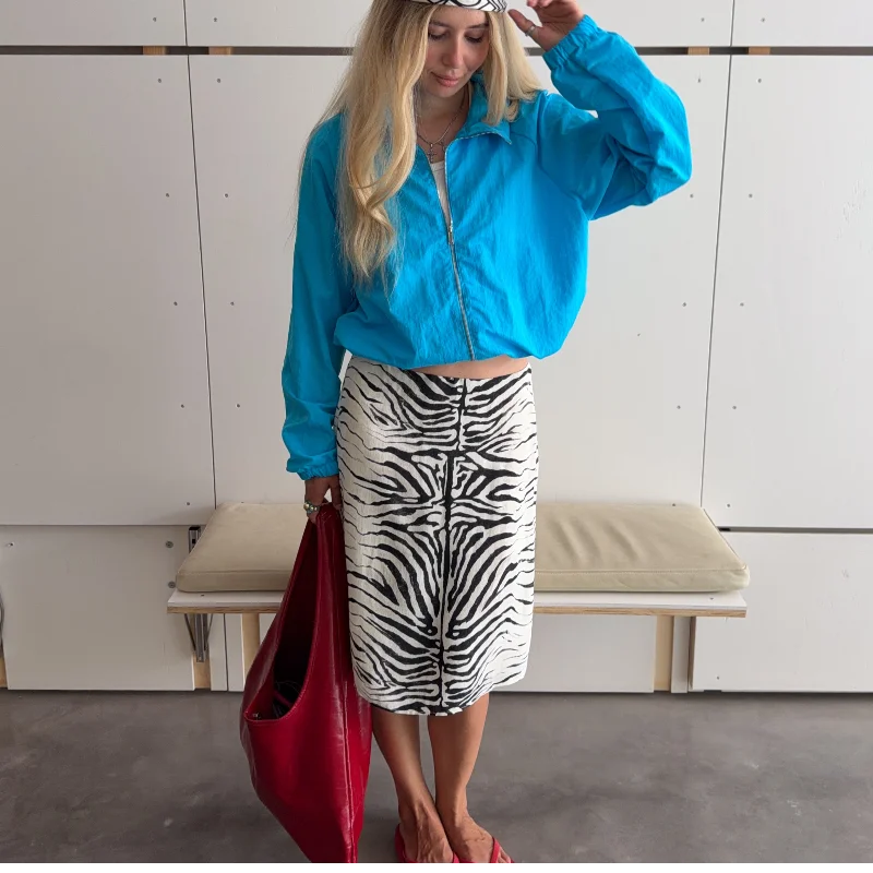 Zebra Striped Printing Midi Skirts Women High Waist Straight Skirt Female 2026 Autumn New Chic Fashion Casual Street Lady Outfit