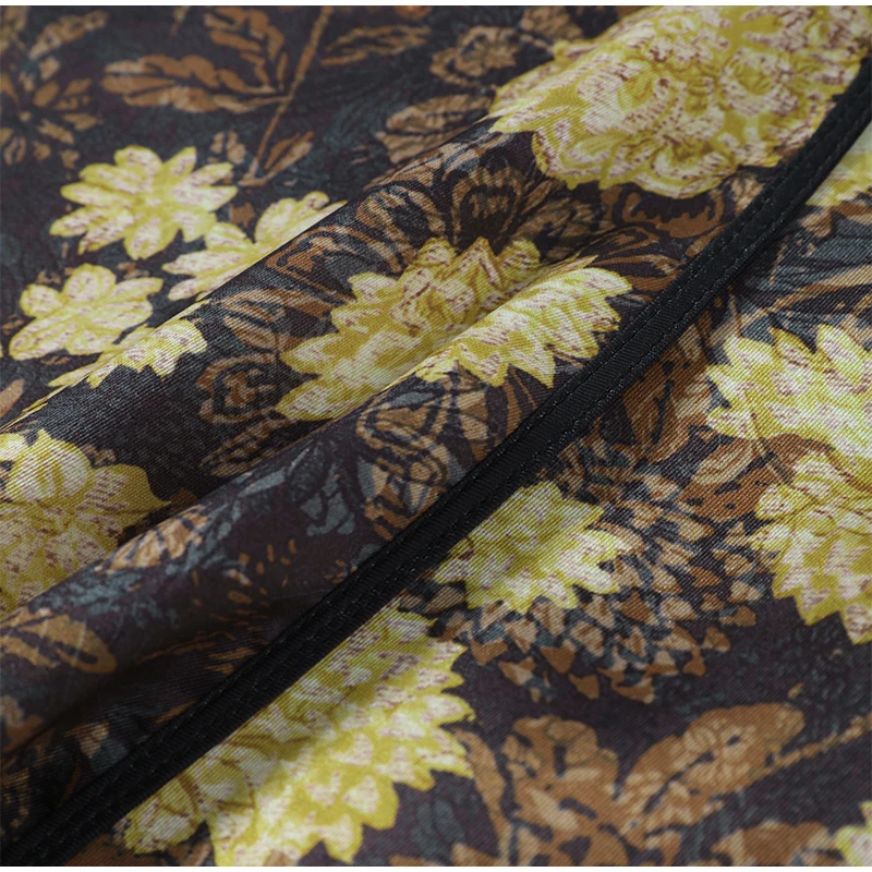 Retro Floral Print Midi Skirt For Women High Waist Wrap Side Button Straight A‑Line Casual Long Skirt Autumn Daily Bottoms 2026