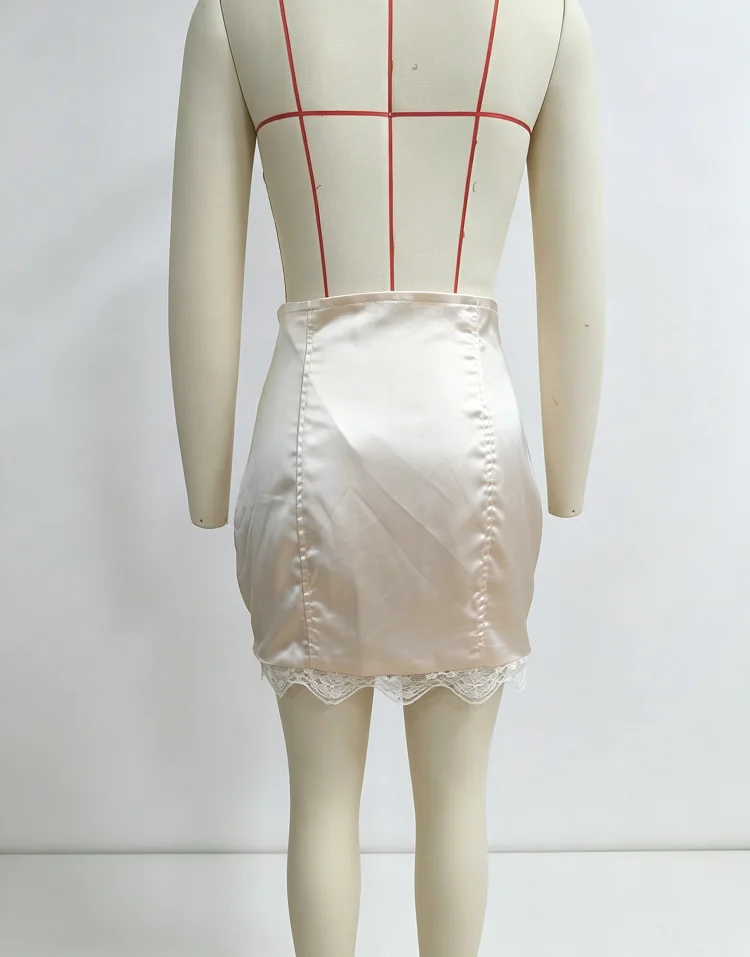 Y2K Lace Trim Hem Mini Skirt Women Retro High Waist Corset Short Bottom Garter Detail Front Lace Up Streetwear Party Club Outfit