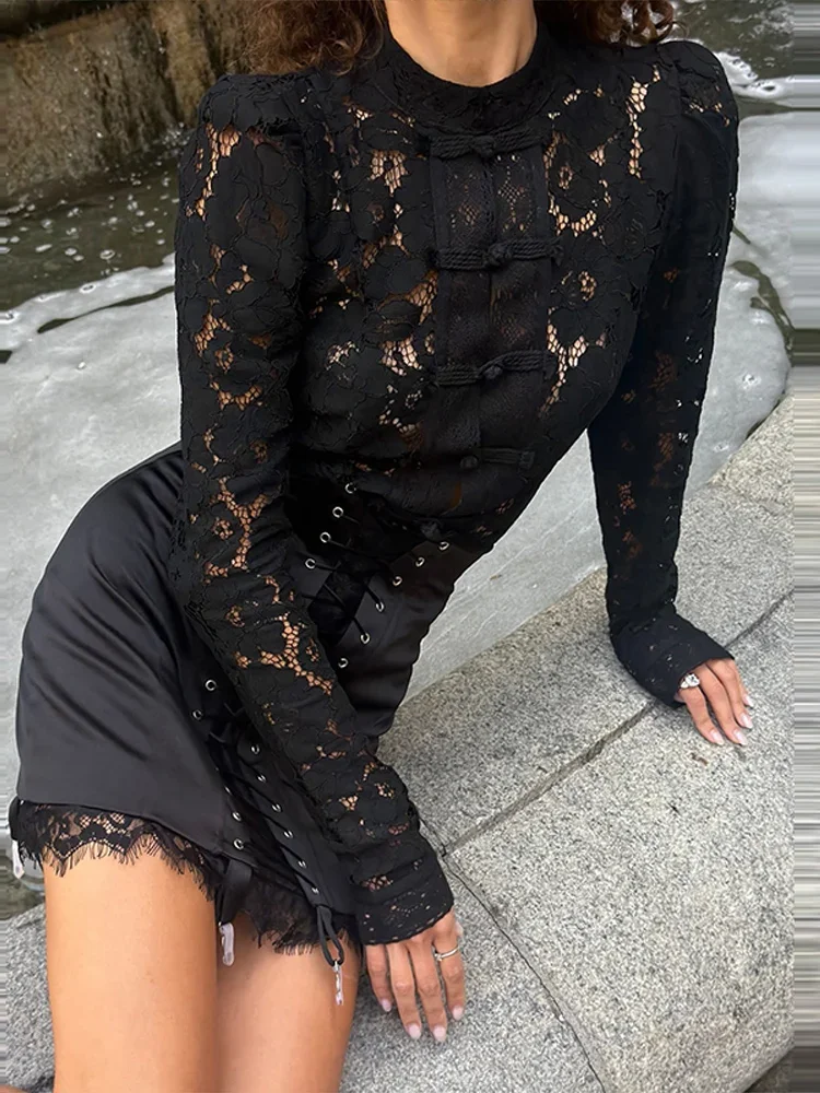 Lace Patchwork Bandage Women's Skirt Sexy High Waist Hip Package Female Mini Skirts 2026 Summer Autumn All-match Lady Streetwear