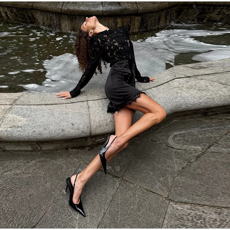 Urban Lace Patchwork Women Skirt Sexy Bandage Hip Package Empire Female Skirts 2026 Summer Autumn All-match Lady Streetwear