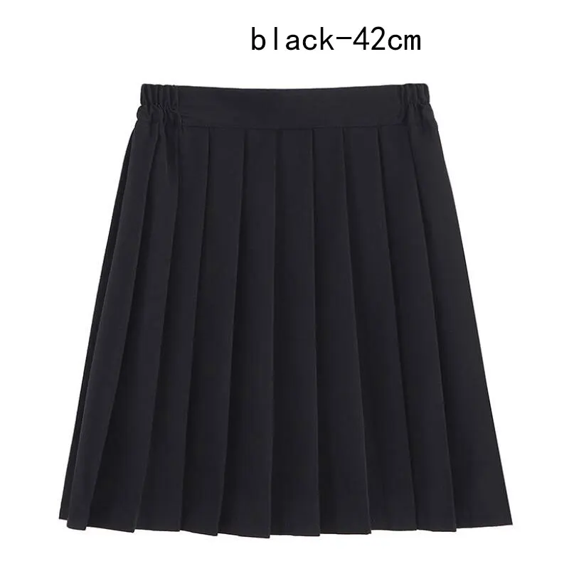 Women Skirt Elastic Waist Japanese Student Girls School Uniform Solid JK Pleated Skirt Short/Middle/Long Skirt A-Line Streetwear