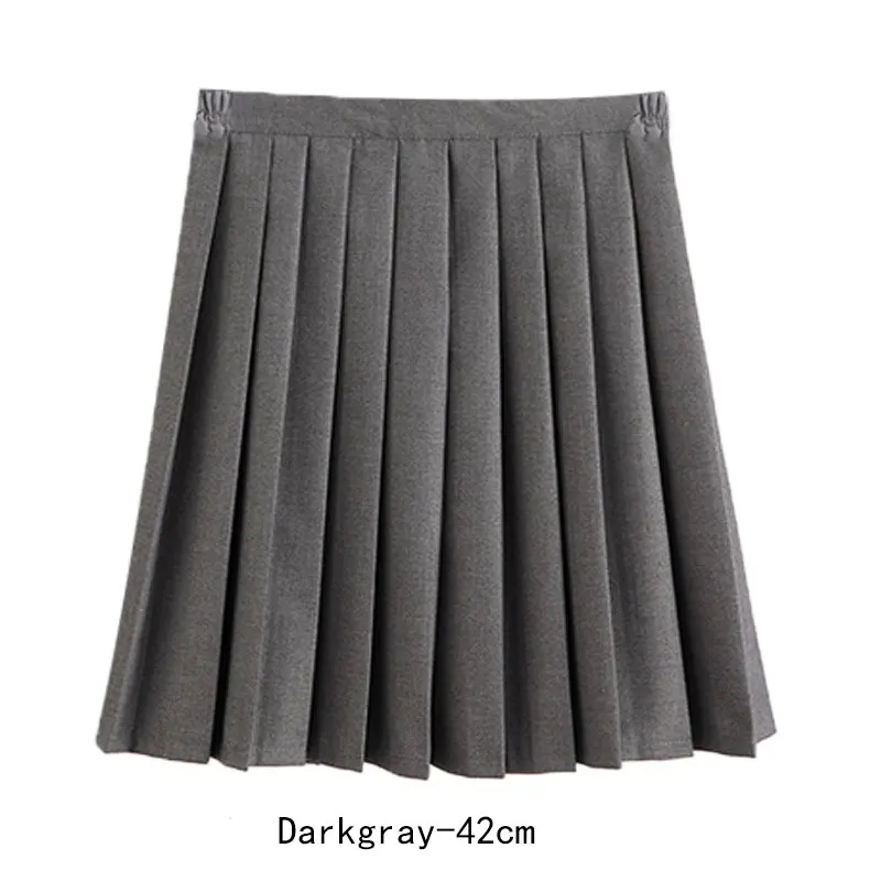 Women Skirt Elastic Waist Japanese Student Girls School Uniform Solid JK Pleated Skirt Short/Middle/Long Skirt A-Line Streetwear