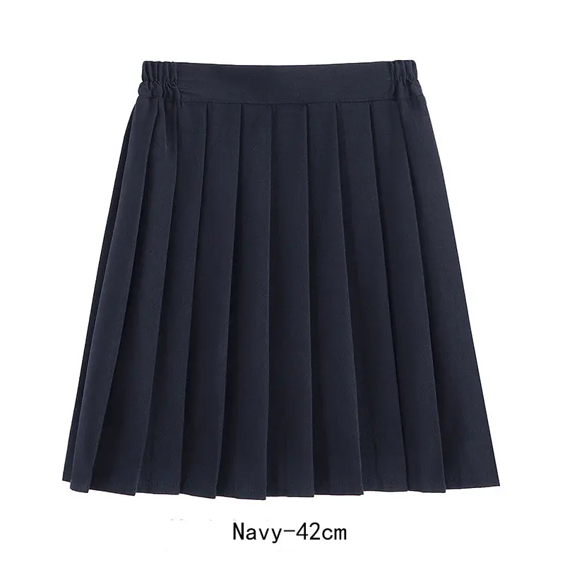 Women Skirt Elastic Waist Japanese Student Girls School Uniform Solid JK Pleated Skirt Short/Middle/Long Skirt A-Line Streetwear
