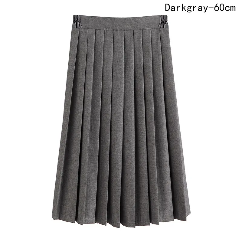 Women Skirt Elastic Waist Japanese Student Girls School Uniform Solid JK Pleated Skirt Short/Middle/Long Skirt A-Line Streetwear