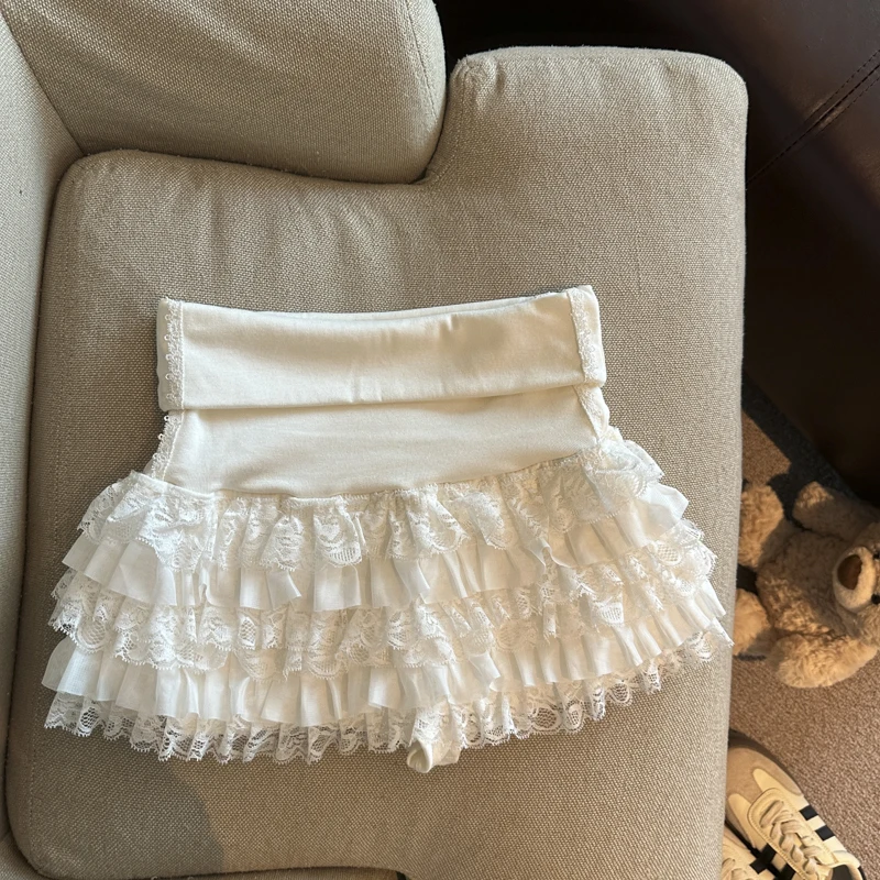 Y2K Lace Mini Skirt Women Kawaii Cutecore Ruffles Patchwork Ball Gown Skirts Summer Japanese Harajuku High Waist A Line Faldas
