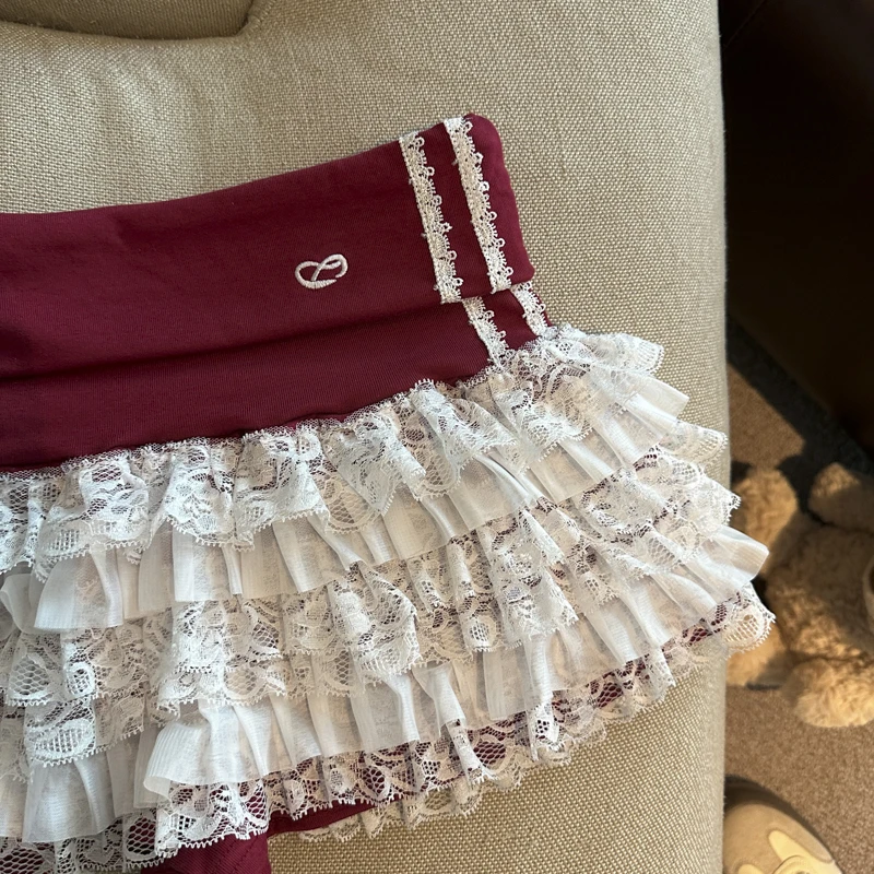 Y2K Lace Mini Skirt Women Kawaii Cutecore Ruffles Patchwork Ball Gown Skirts Summer Japanese Harajuku High Waist A Line Faldas