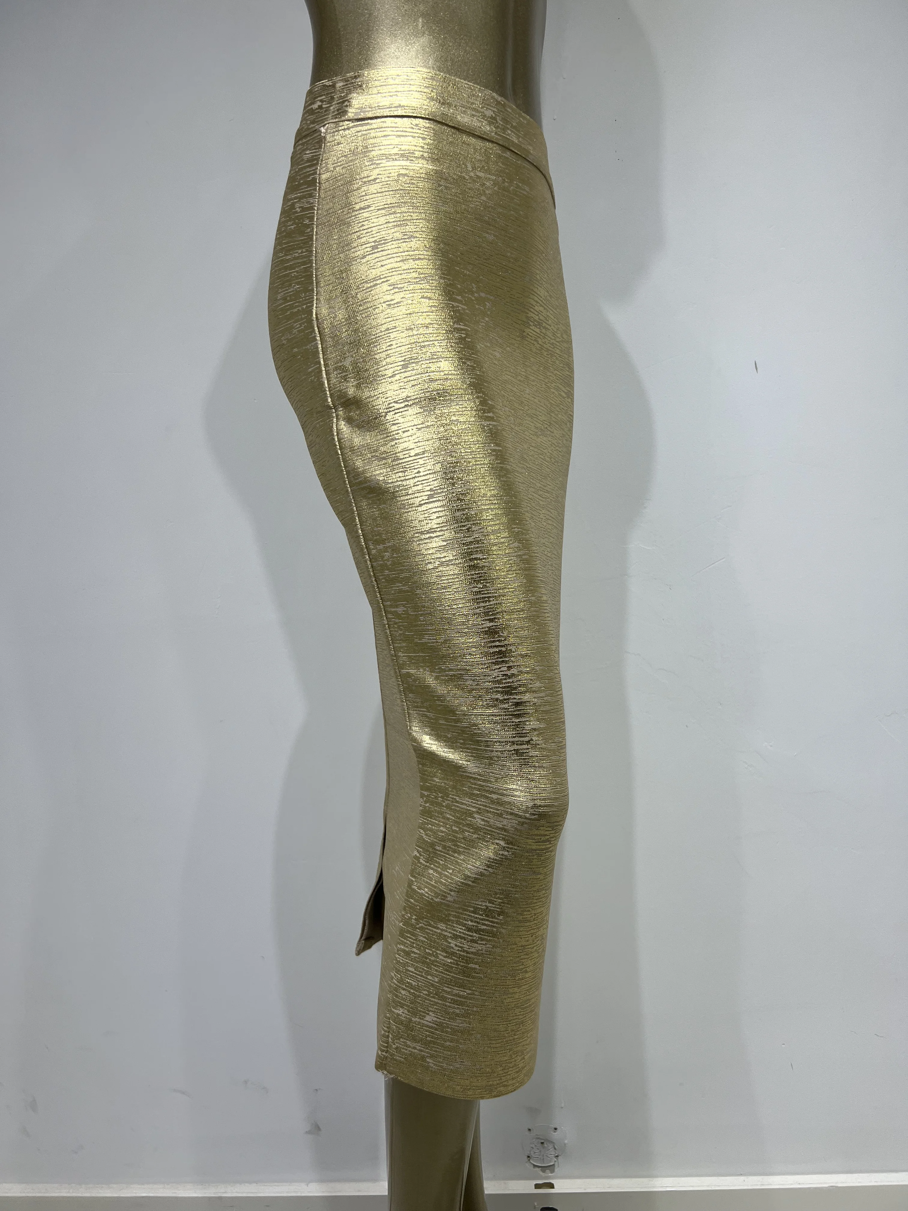 Chic and Elegant Women Elastic Bandage Skirts Gold Silver Bronzing High Waist Midi Celebrity Evening Club Party Long Skirt