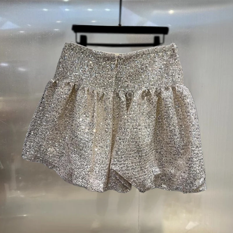 DEAT Fashion Women's Heavy Industry Sequins Skirts For Women Trendy Zipper Wrap Hip Ball Gown Skirt Female Spring New 11A02566