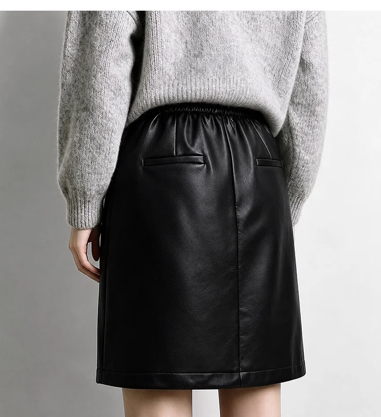 Amii Women's Faux Leather A-Line Mini Skirt Straight Fit Slimming Casual Commuter Minimalist Winter 2026 Mini Skirts 12624007