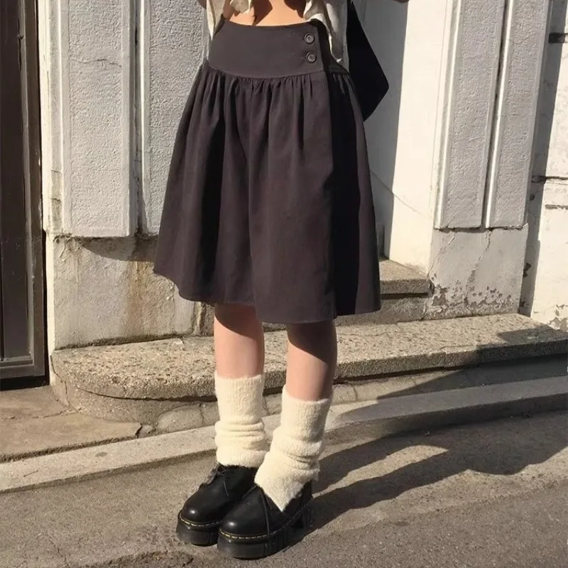 Matakawa Y2k Bud Skirts Women Solid Korean Fashion Vintage A-line Faldas Mujer Spring Summer Streetwear Long Skirt