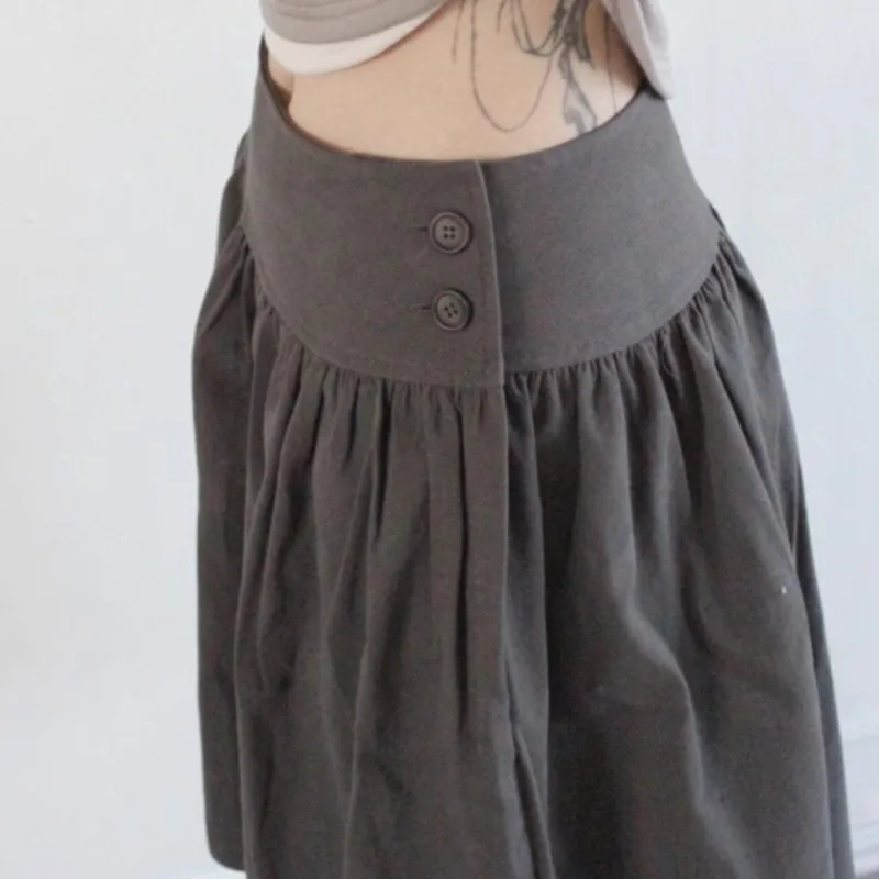 Matakawa Y2k Bud Skirts Women Solid Korean Fashion Vintage A-line Faldas Mujer Spring Summer Streetwear Long Skirt