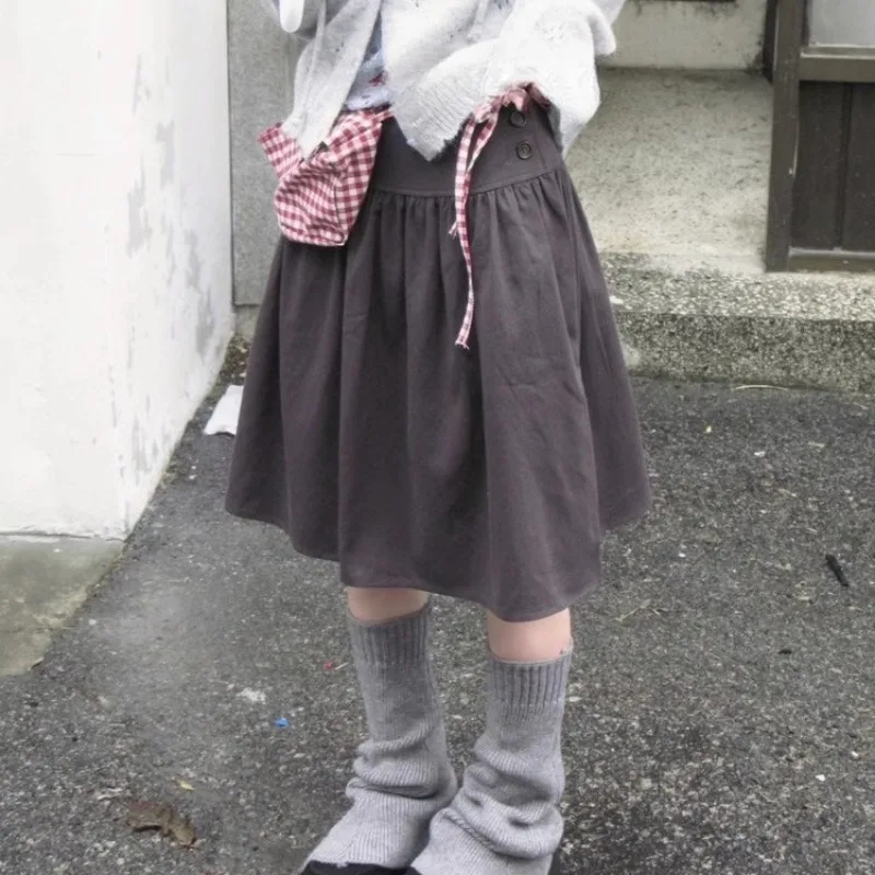 Matakawa Y2k Bud Skirts Women Solid Korean Fashion Vintage A-line Faldas Mujer Spring Summer Streetwear Long Skirt