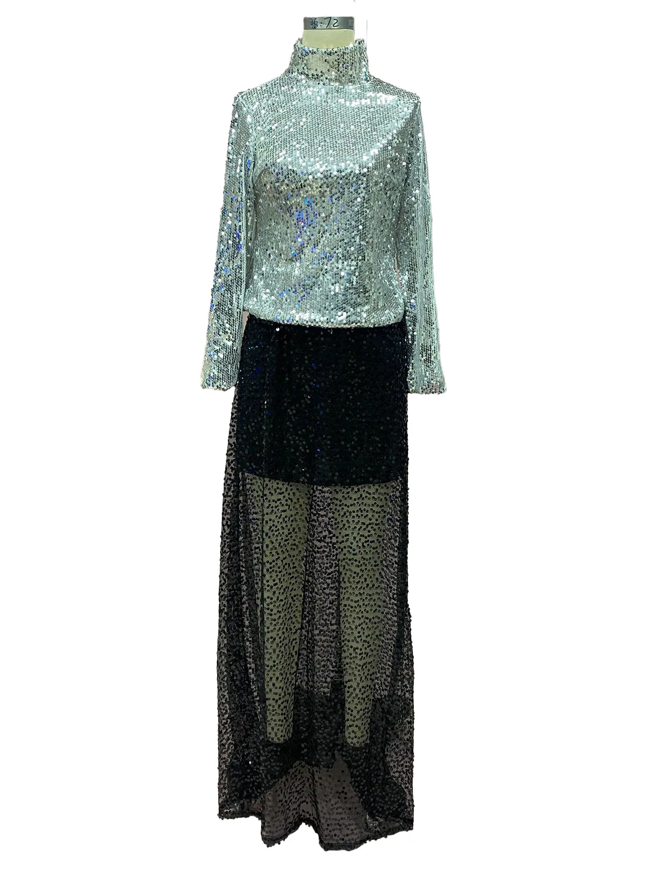 Skirts women 2026 casual spring autumn sequined floor-length skirt Europe America solid color long skirts women's clothing