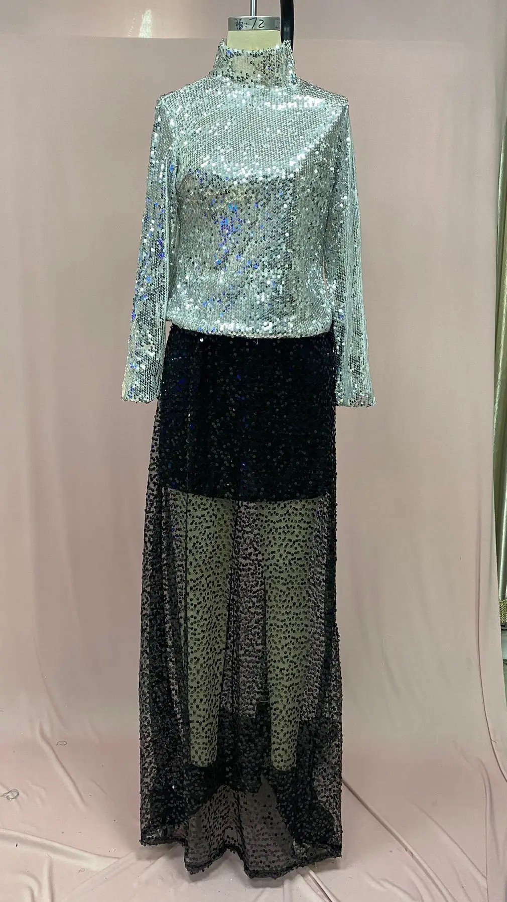 Skirts women 2026 casual spring autumn sequined floor-length skirt Europe America solid color long skirts women's clothing