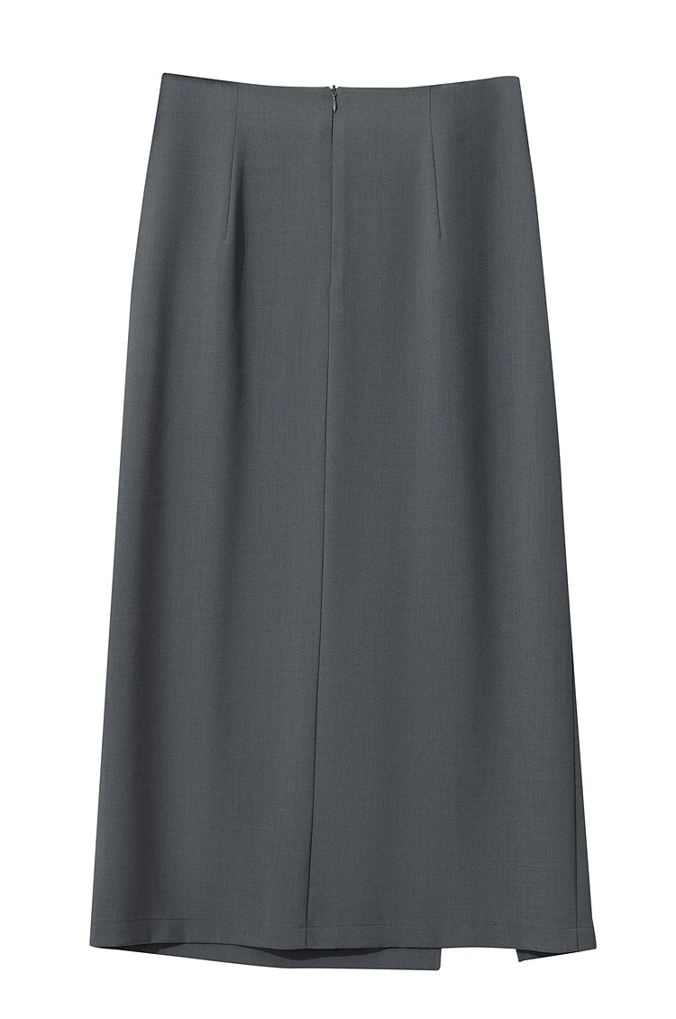 Amii Women's Skirt 2026 Autumn New H-Line Elegant Anti-wrinkle Split Skirt Solid Mid-length Versatile Woman Clothes 12621005