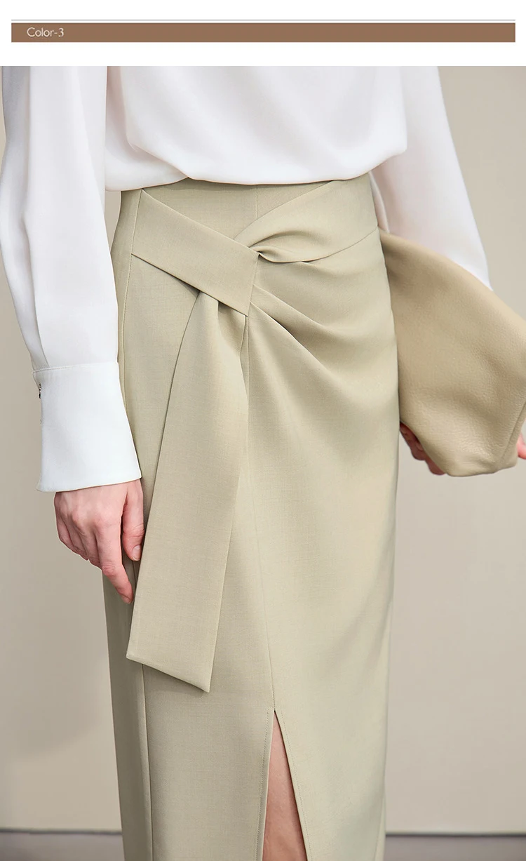 Amii Women's Skirt 2026 Autumn New H-Line Elegant Anti-wrinkle Split Skirt Solid Mid-length Versatile Woman Clothes 12621005