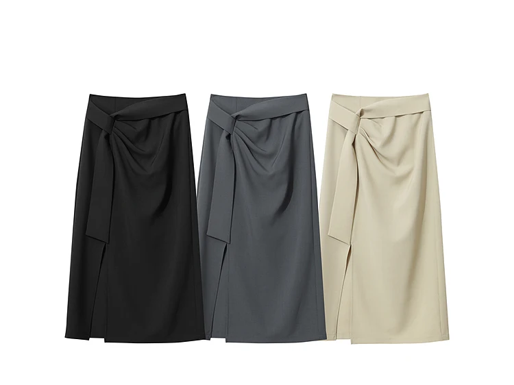 Amii Women's Skirt 2026 Autumn New H-Line Elegant Anti-wrinkle Split Skirt Solid Mid-length Versatile Woman Clothes 12621005